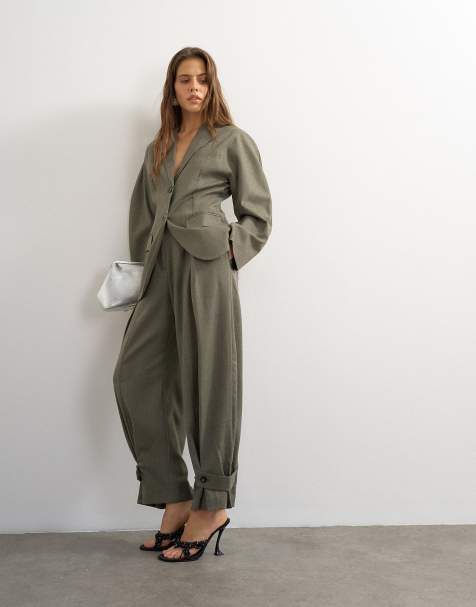 Topshop ensemble 2 pièces pantalon ajusté à ourlet arrondi avec patte en pierre - view 1