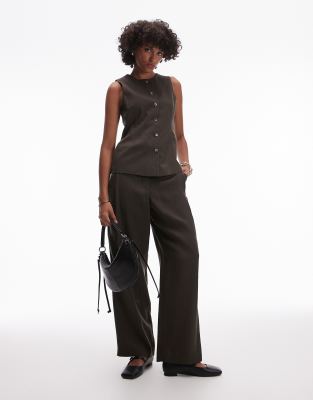 Topshop - Ensemble à rayures fines - Kaki | ASOS