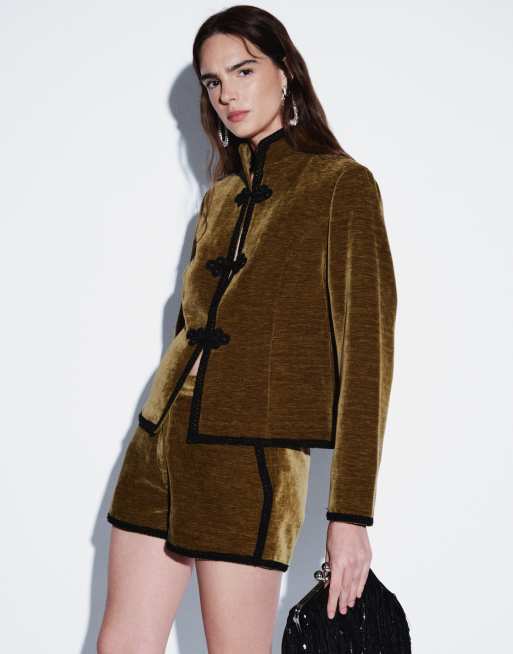 Topshop ensemble coordonné short en velours vert, 5 de 5