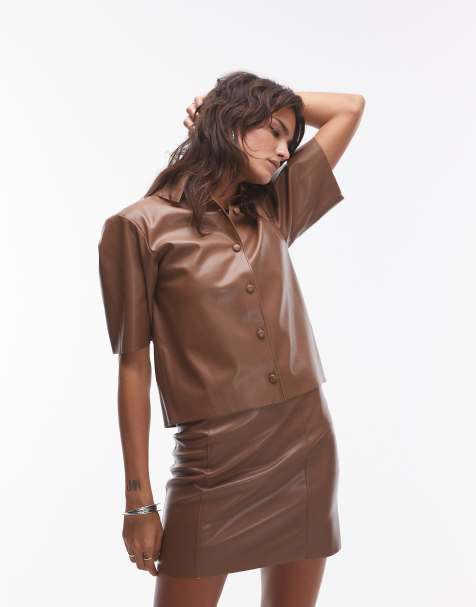 Topshop - Ensemble en similicuir - Camel - view 1