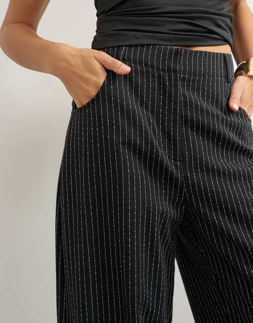 Topshop ensemble rayé pantalon ajusté à plis taille basse noir, 5 de 5