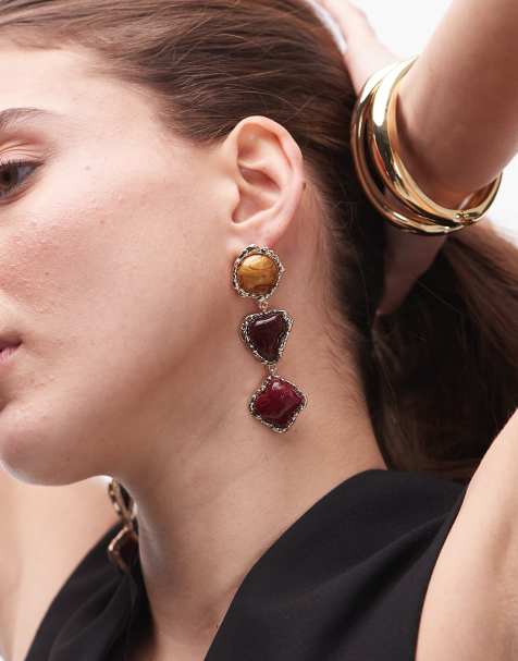 Topshop - Erica - Orecchini pendenti con pietre multicolore - view 1