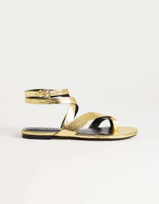 Erika - Flache Sandalen in Gold-Goldfarben Goldfarben 36