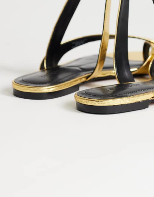 Topshop Erika flat sandals in gold, 4 of 4