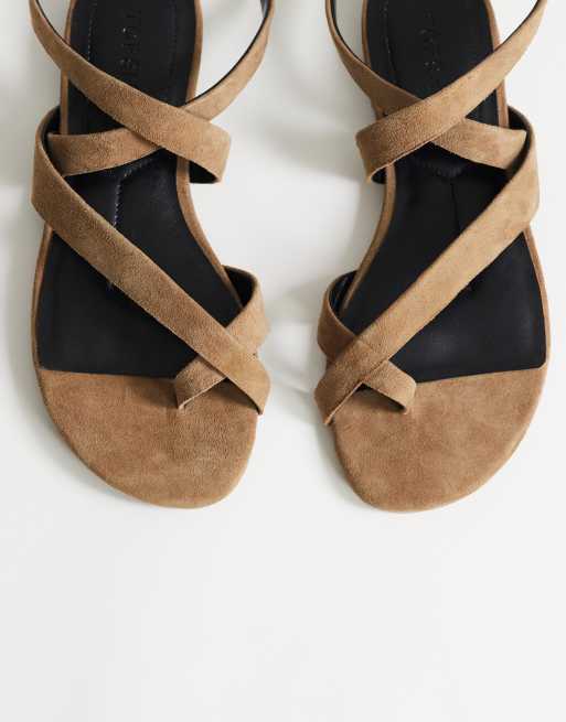 Topshop - Erika - Gråbrune flade sandaler i ægte ruskind, 2 af 4