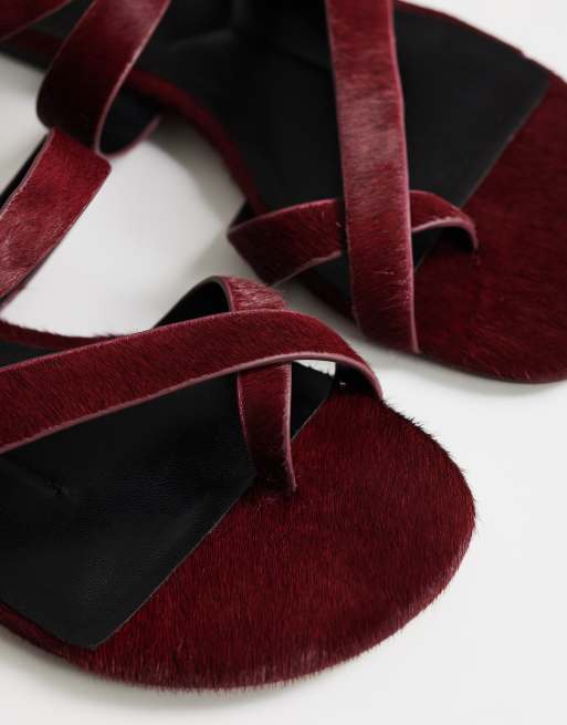 Topshop - Erika - Platte sandalen van echt leer in rood haar, 4 van 4