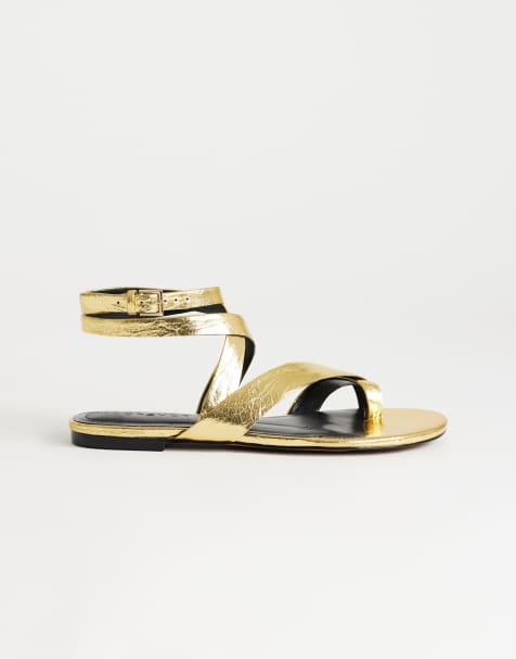 Topshop - Erika - Sandales plates - Doré - view 1