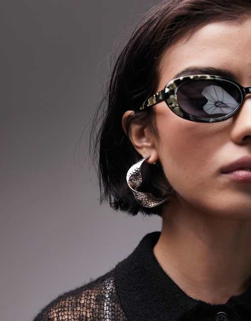 Topshop - Erika - Sølvfarvede hoop-øreringe med hamret design