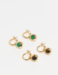[Topshop] Topshop Erin 14k gold plated 2 pack of hoop earrings with charms One Size GOLD