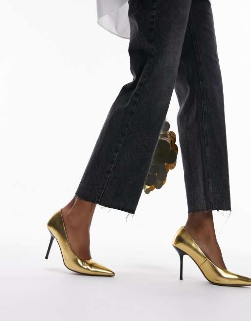 Topshop Erin patent pumps in gold