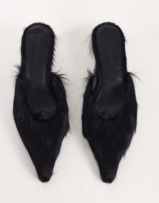 Topshop escarpins à petit talon Asher noirs en cuir à poil, 3 de 4