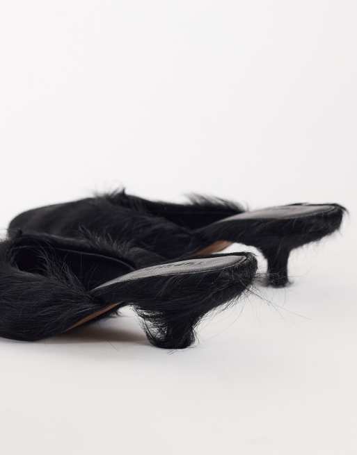 Topshop escarpins à petit talon Asher noirs en cuir à poil, 4 de 4