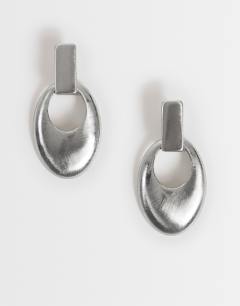 Esme door-knocker earrings in silver brushed