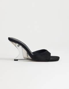 Esme mule with clear wedge heel in black