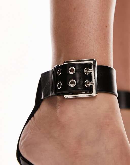 Topshop - Esme - Sorte højhælede pumps med ankelrem og spænde, 4 af 4