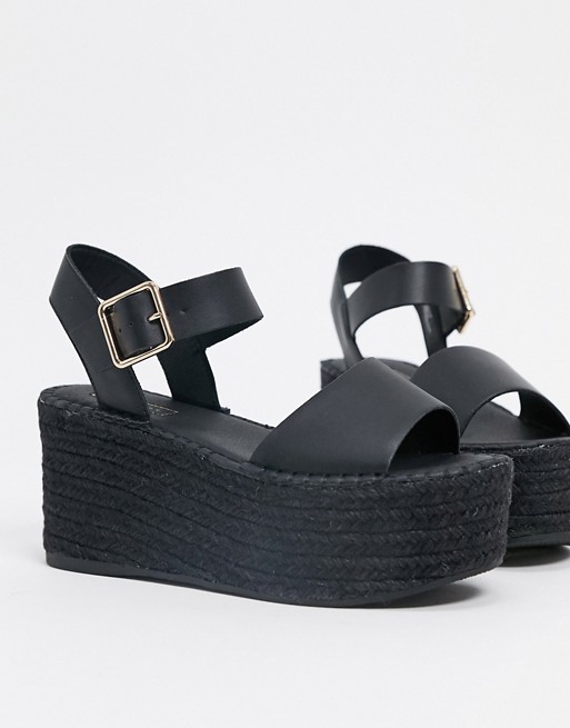 Topshop espadrille wedge sandal in black