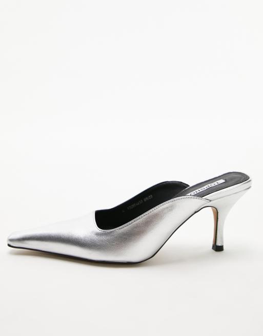 Silver leather court on sale shoes