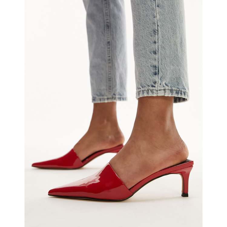 Red leather hot sale kitten heels