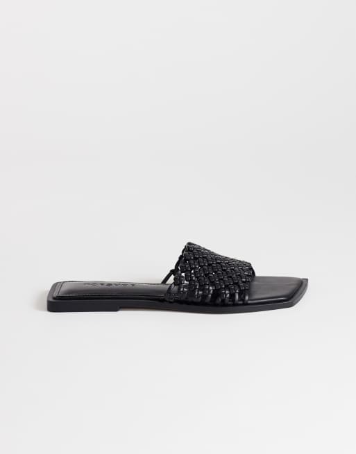 Topshop - Eve - Geweven platte sandalen in zwart, 2 van 4