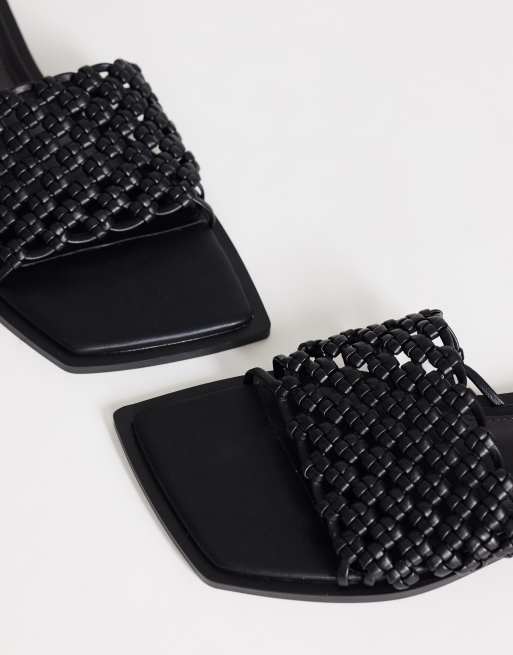 Topshop - Eve - Geweven platte sandalen in zwart, 3 van 4