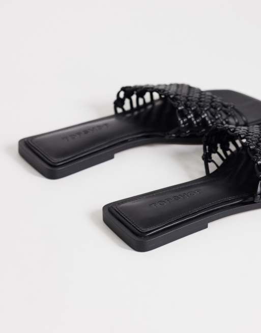 Topshop - Eve - Geweven platte sandalen in zwart, 4 van 4