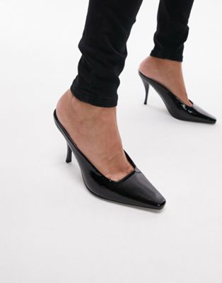 Topshop Eve heeled court shoe in black