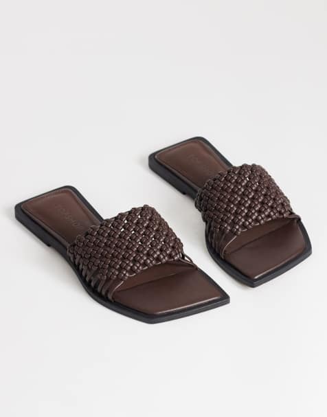 Topshop - Eve - Sandali bassi intrecciati color cioccolato - view 1