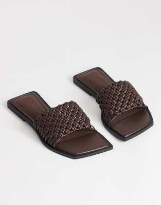 Topshop Women's Chocolate Eve Woven Flat Sandal In -White