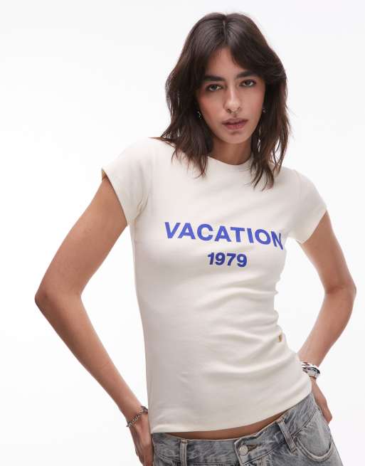 Topshop - Every Day - T-shirt à motif Vacation en jersey - Jaune, 4 de 4