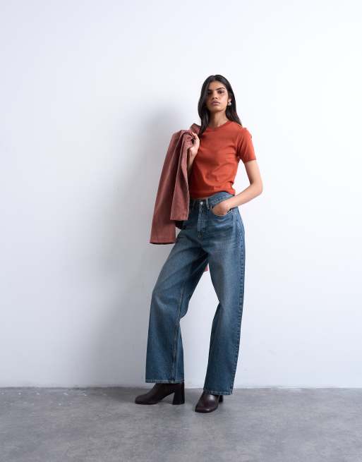 Topshop - Everyday - Gekrompen T-shirt in roestbruin, 3 van 4