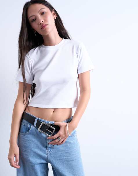 Topshop - Everyday - Gekrompen T-shirt in wit - view 1