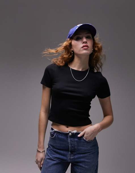 Topshop - Everyday - Gekrompen T-shirt in zwart - view 1
