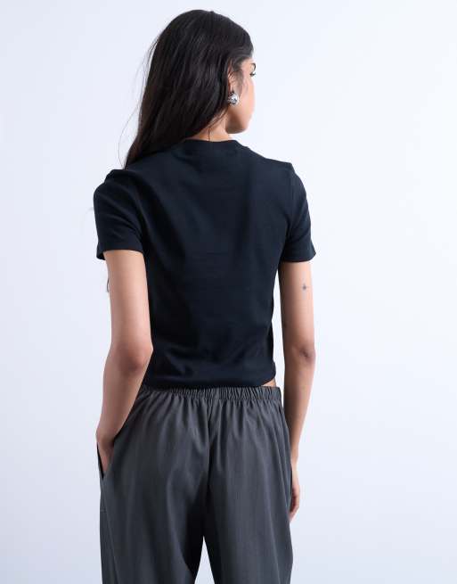 Topshop - Everyday - Gekrompen T-shirt in zwart, 4 van 4