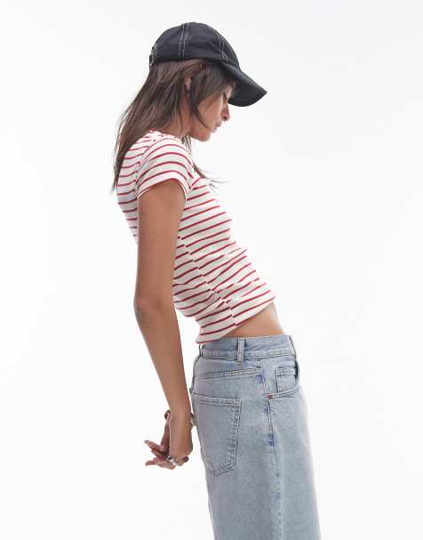 Topshop - Everyday - Gestreept T-shirt in rood - view 1