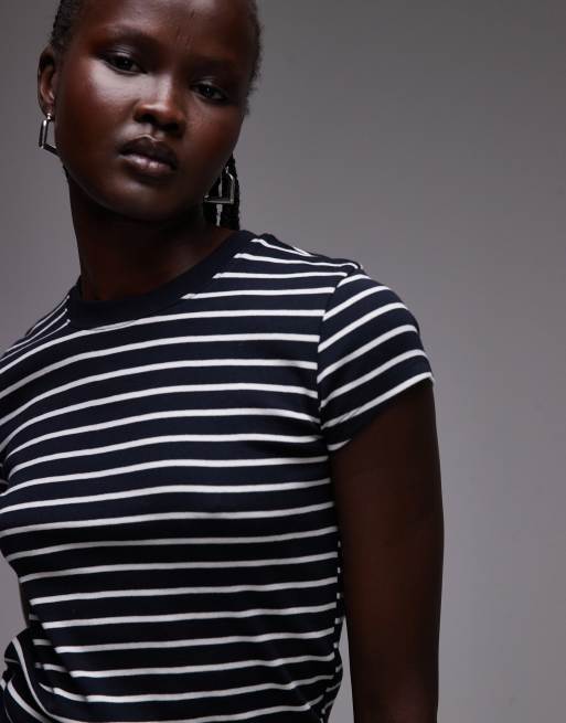 Topshop – Everyday – Granatowy T-shirt w paski , 3 z 4