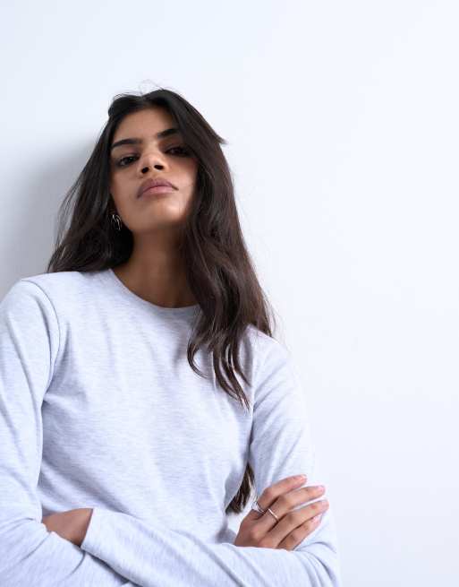 Topshop - Everyday - T-shirt à manches longues - Gris chiné, 3 de 4