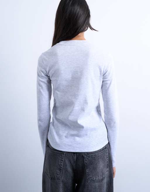 Topshop - Everyday - T-shirt à manches longues - Gris chiné, 4 de 4