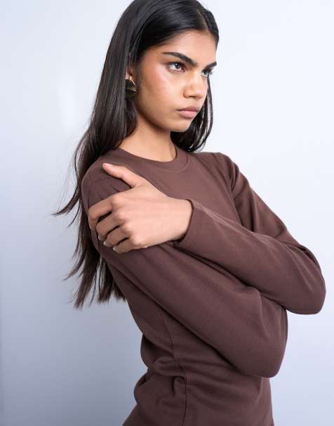 Topshop - Everyday - T-shirt à manches longues - Marron chocolat - view 1