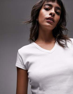 Topshop v neck everyday tee in white - ASOS Price Checker