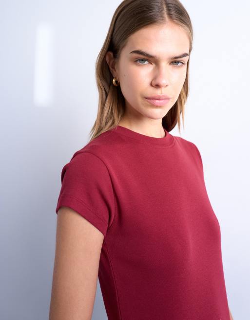 Topshop - Everyday - T-shirt in donkerrood, 3 van 4