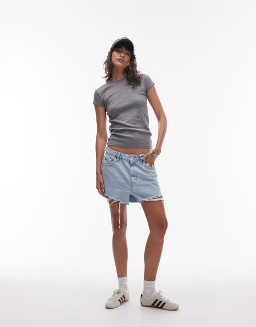 Topshop - Everyday - T-shirt in gemêleerd antracietgrijs , 4 van 4