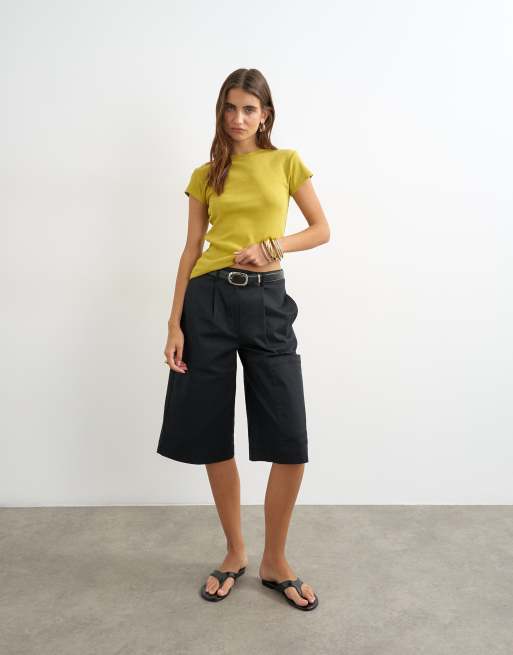 Topshop everyday T-shirt in gewassen mosterd, 2 van 4