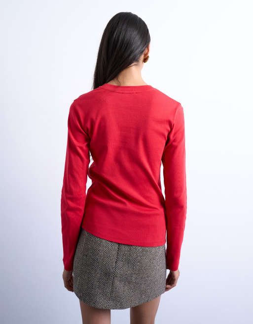 Topshop - Everyday - T-shirt met lange mouwen in rood, 4 van 4