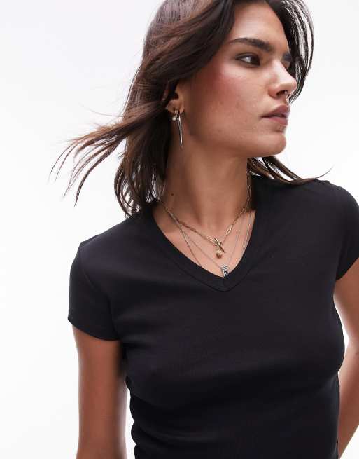 black cropped t shirt topshop