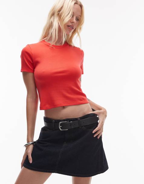 Topshop - Everyday - T-shirt taglio corto e stretto rossa - view 1