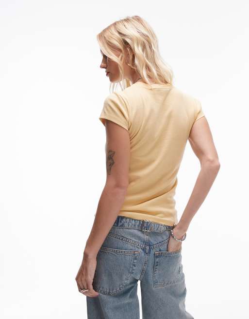 Topshop – Everyday – T-shirt w maślanym kolorze , 3 z 4