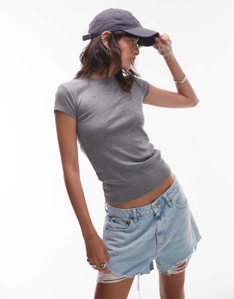 Topshop everyday tee in charcoal marl - view 1