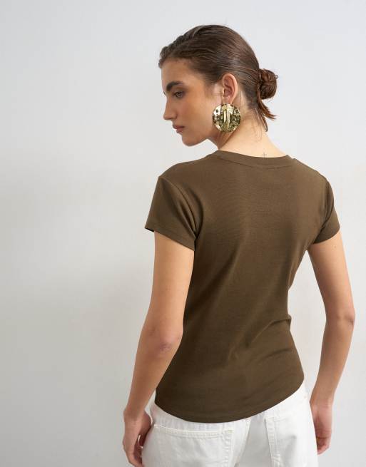 Topshop everyday tee in dark chocolate, 4 of 4