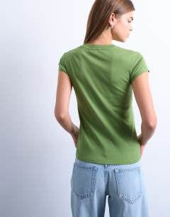 Model wearing Everyday tee in green