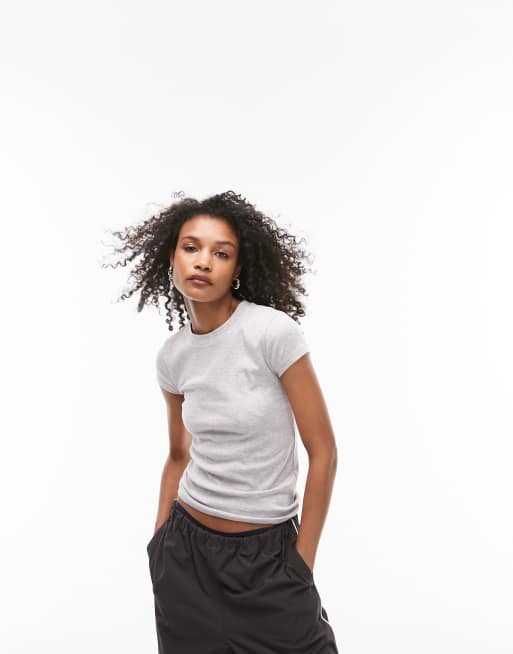 Topshop everyday tee in grey marl 